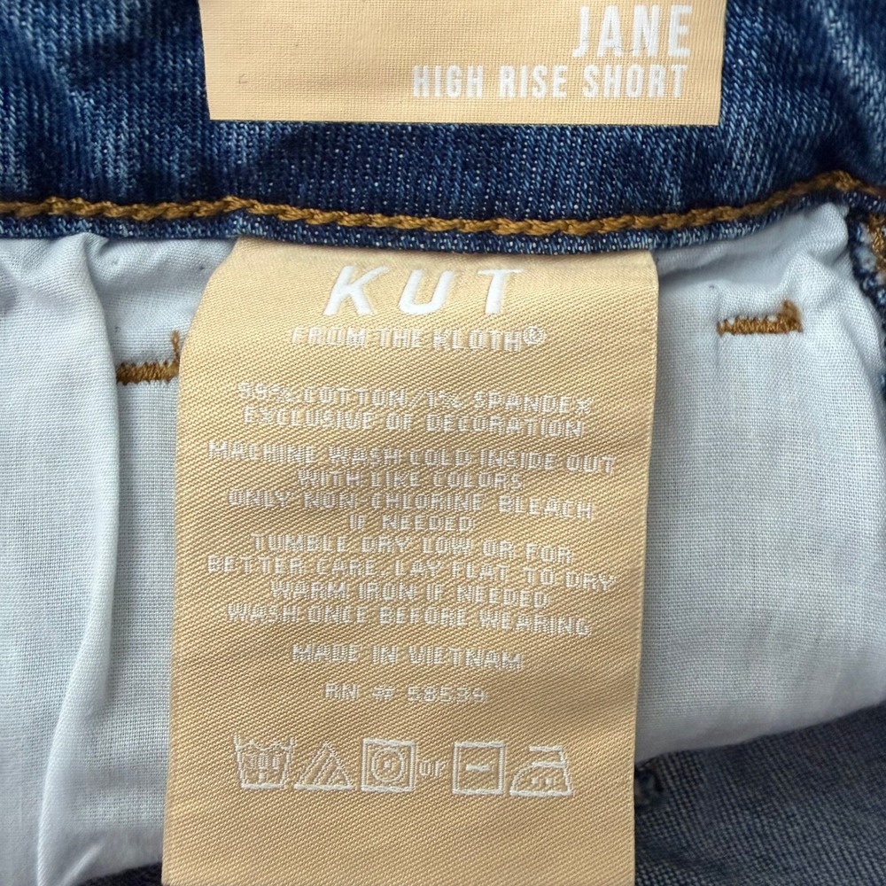 Kut from the Kloth Jane High Rise Peaceful Shorts Blue Denim Size 10 NEW - Picture 4 of 7